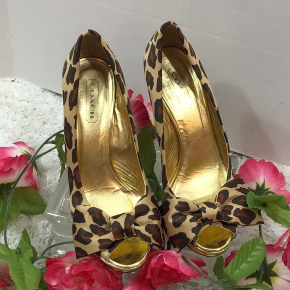 Coach Daisey leopard print heels 7.5 - Picture 1 of 12